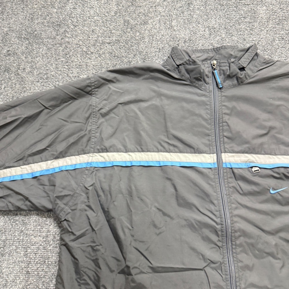 VTG Nike Nylon Jacket Men's L Longsleeve rack Jacket Baby Blue Gray Y2K 90s - Picture 12 of 12